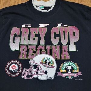 VTG Football 1995 Saskatchewan Roughriders Grey Cup Print T-shirt Men's M B27